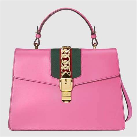 borsa sylvie rosa gucci|gucci leather shoulder bag.